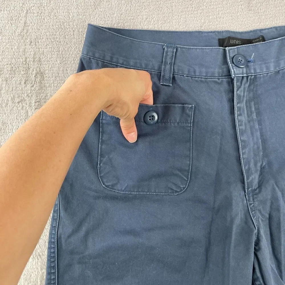 UNIS Field Cargo Shorts Men Medium‎ (32x9) Blue Chino Zip Fly Made in Korea